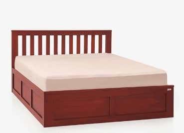 Mellow Mahogany Wood Bed with Storage