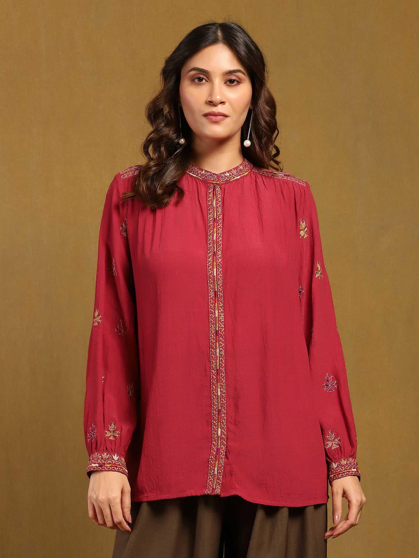 Red Sophie Solid Shirt