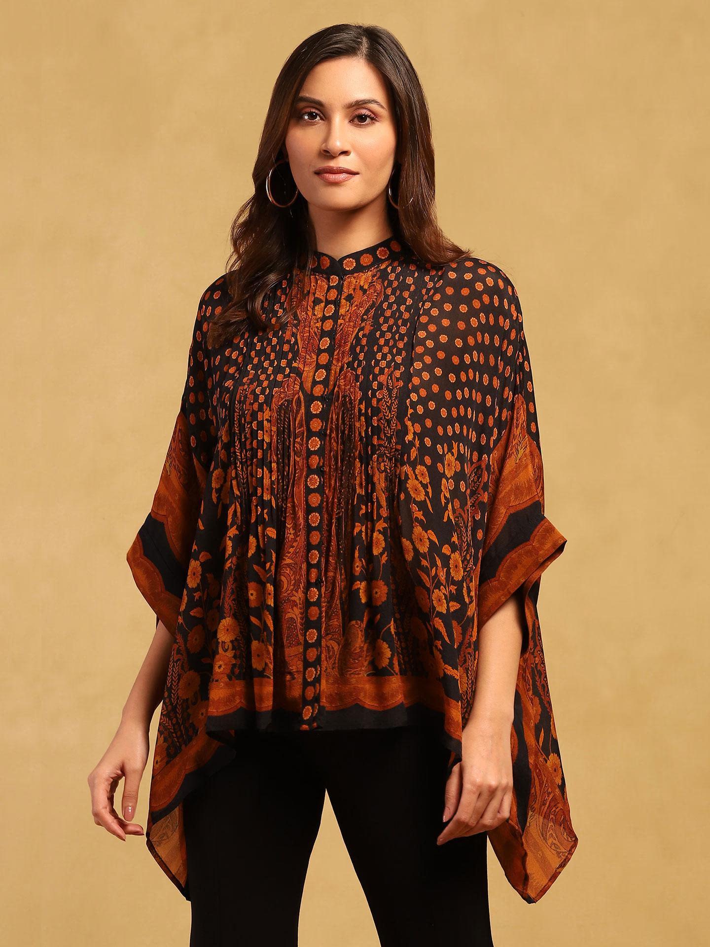 Black & Rust Mehroz Kaftan Top