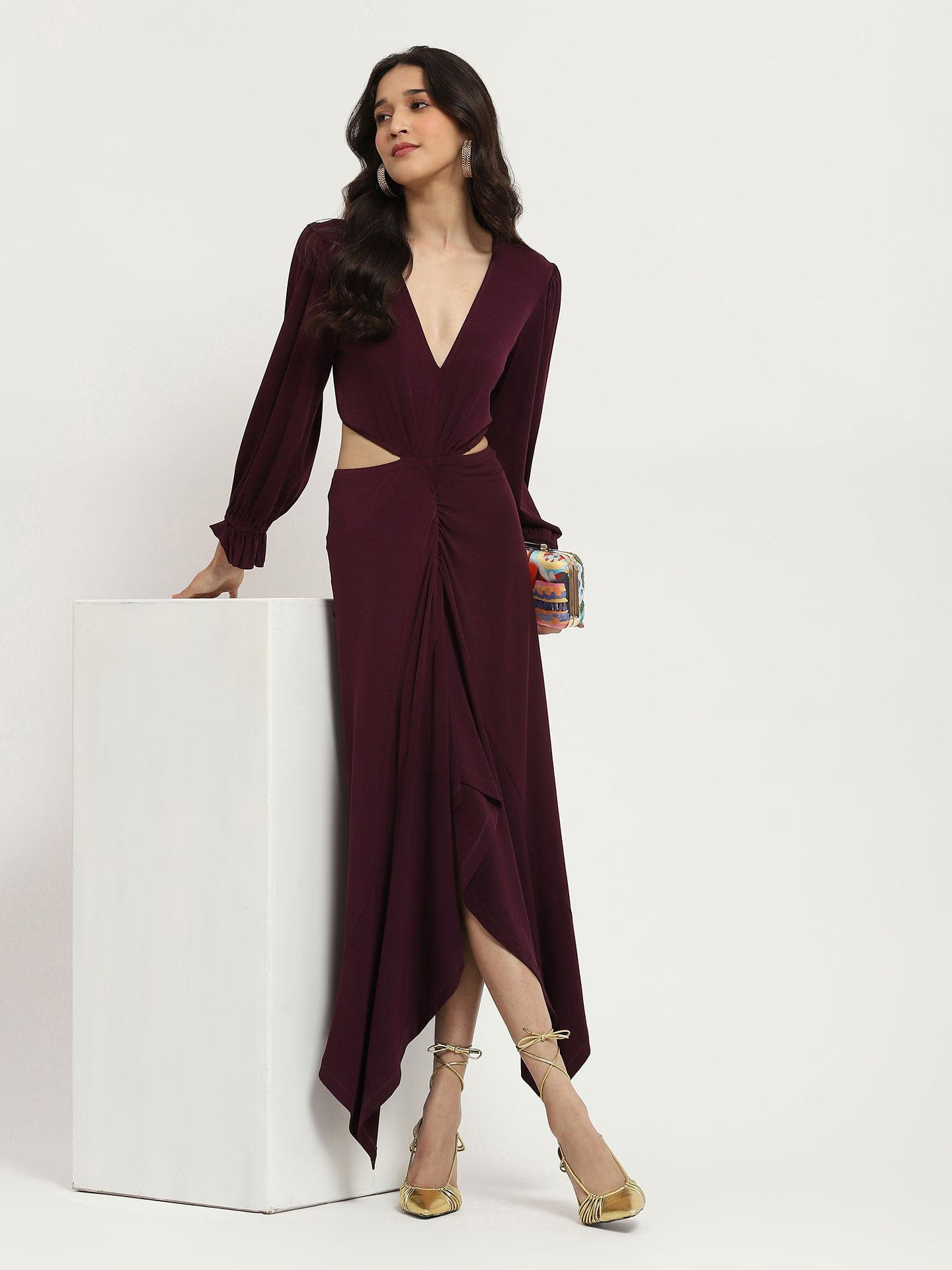 Purple Deana Cut-Out Long Dress