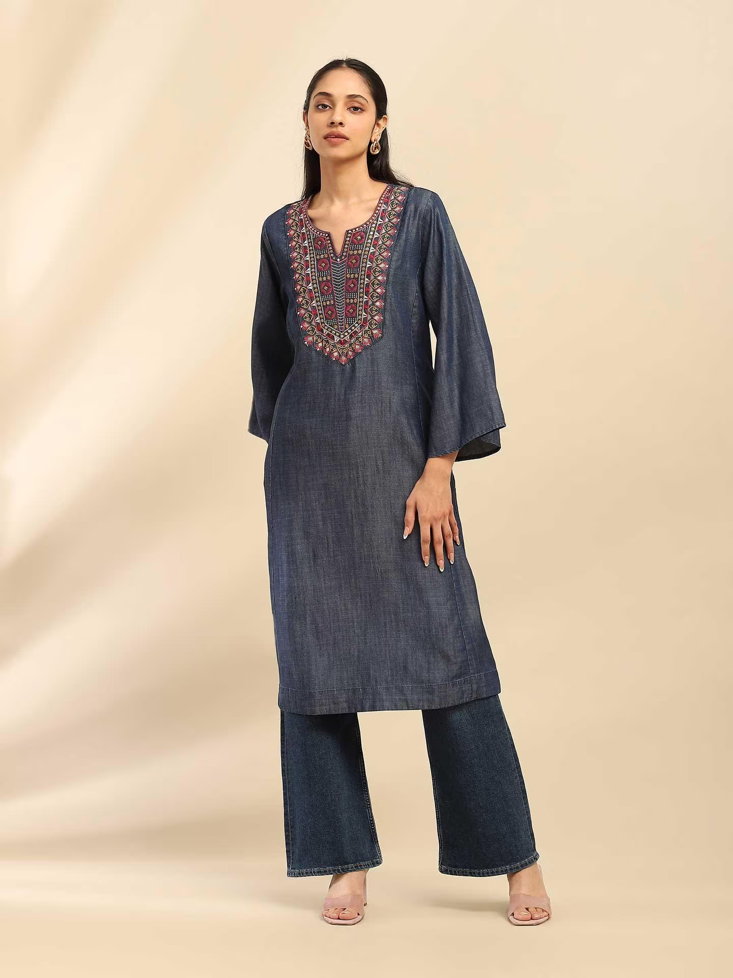 Blue Cassandra Solid Kurta