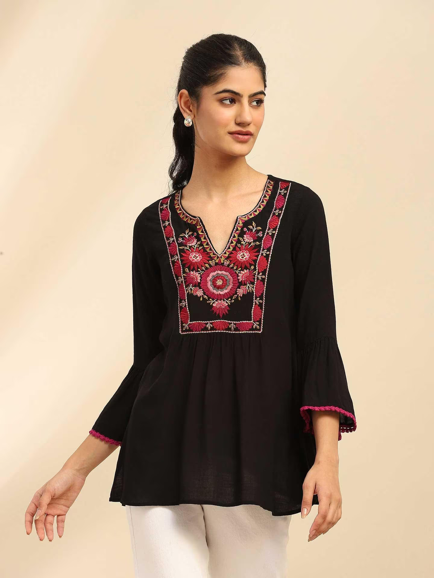 Black Blossoms Kurti