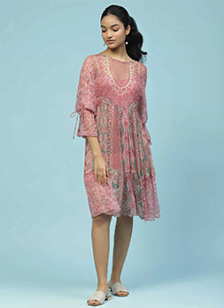 Pink Paisley Print Short Dress