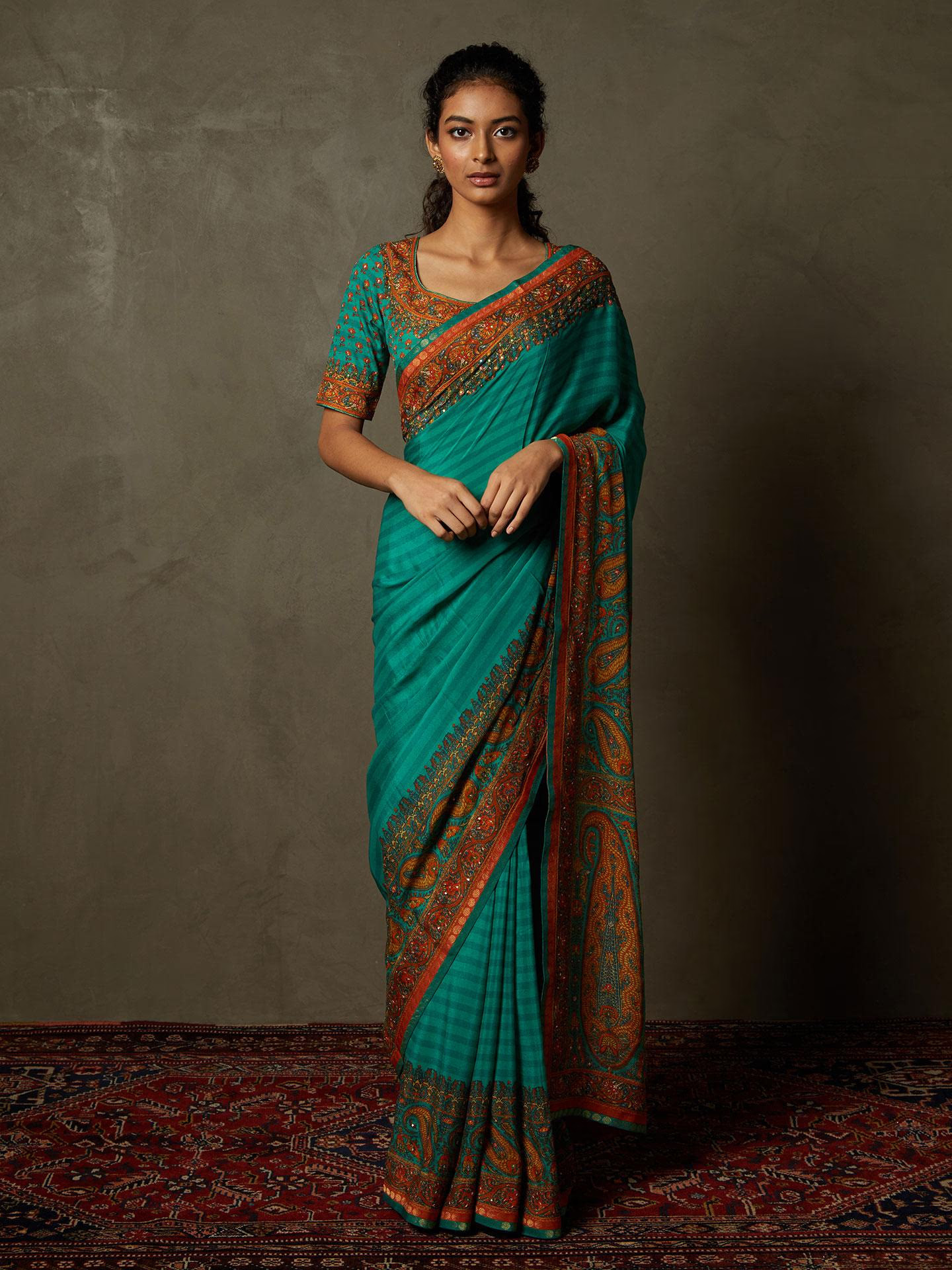 Jade Nisanga Saree With Unstitched Blouse