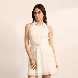 Ball Blanc Mini Dress With Belt