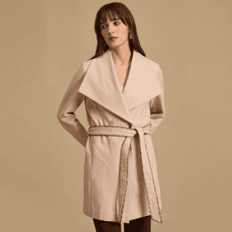 TWILL FELT OVERCOAT WITH BELT