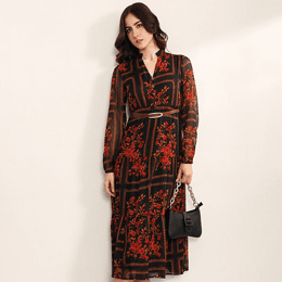 Winter Garden Maxi Dress With Belt