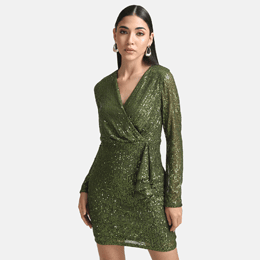 Wrap Detailed Sequin Mini Dress