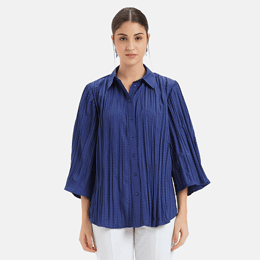 Pleated Crushed Shirt With Flared Sleeves