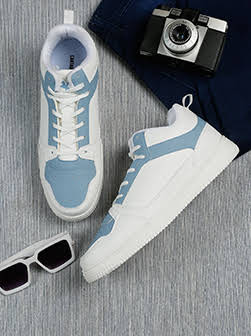Men Lace-Up Blue High Ankle Casual Shoes