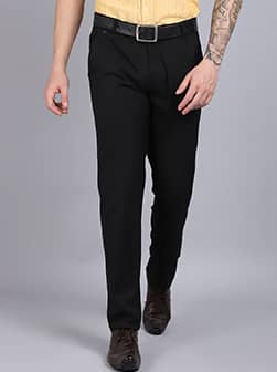 Cantabil Men's Black Formal Trousers