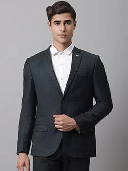 Men Bottle Green Formal Blazer