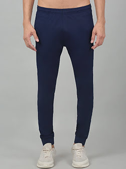 Men's Blue Soild Stretchable Track Pant