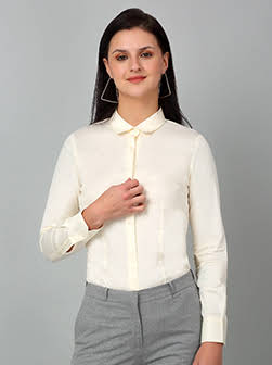 Women's Solid Off White Formal Shirt