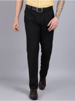 Cantabil Men's Black Formal Trousers