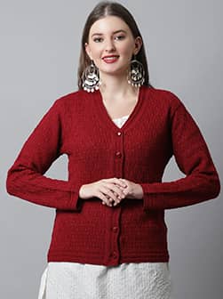 Womens Maroon Sweater(Cardigan)