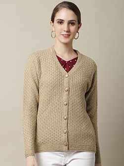 Womens Beige Sweater(Cardigan)