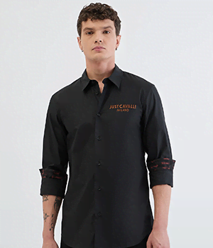 Men Black Solid Collar Shirt