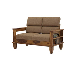 Royaloak Chola Sheesham Wood Two Seater Sofa With Brown Moulded Foam Cushions