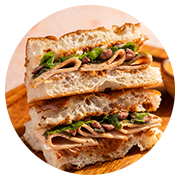 Chicken Mortadella & Cheddar Focaccia Sando