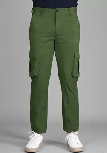 Green Ripstop Textured Cargo Pants