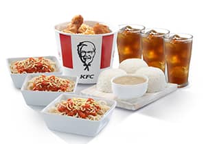 6-PC BUCKET MEAL WITH RICE DRINKS & SPAGHETTI
