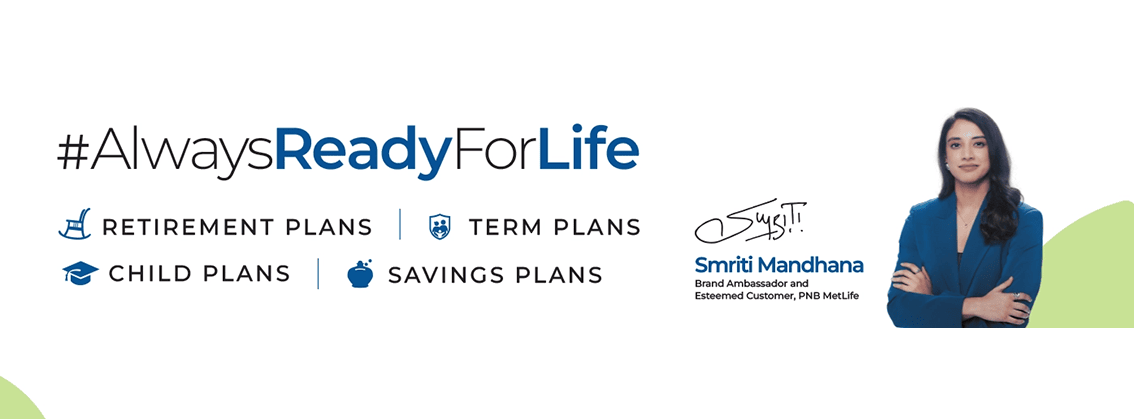 #AlwaysReadyforLife Banner with text Retirement | Child | Savings | Term plans