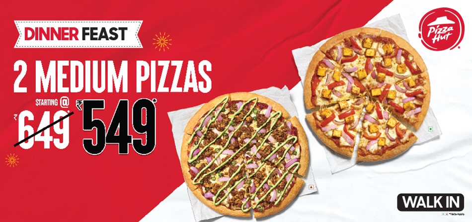 2 Medium Pizzas Rs.549