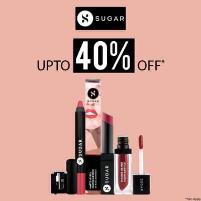 Sugar- Stock Your Hot Favourites From Sugar Cosmetics Collection At A Blowout Offer Of 'upto 40% Off' Sugar- Stock Your Hot Favourites From Sugar Cosmetics Collection At A Blowout Offer Of 'upto 40% Off'