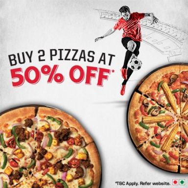 Buy 2 Pizzas At 50% Off Buy 2 Pizzas At 50% Off