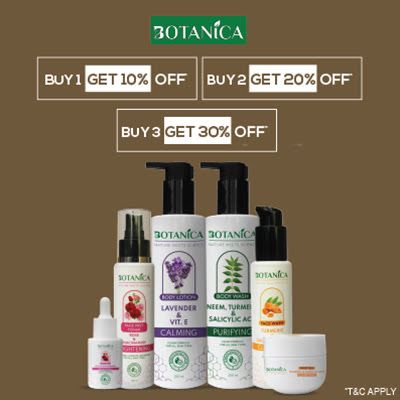 Botanica - Discover The Power Of 'nature Meets Science' With A Blockbuster Offer Of 'upto 30% Off' On Botanica Must-haves | Buy1 Get 10 % Off, Buy2 Get 20 % Off , Buy3 Get 30%