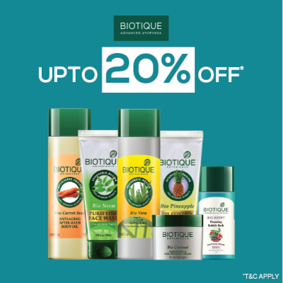 Biotique- Avail Blockbuster Deal On Biotique Herbal Care Favorites Available At 'upto 20% Off'