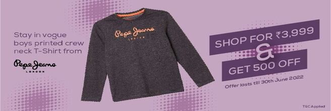 Stay In Vogue Boys Printed Crew Neck T-shirt From #pepejeans