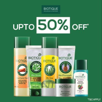 Biotique- Avail Blockbuster Deal On Biotique Herbal Care Favorites Available At 'upto 50% Off'