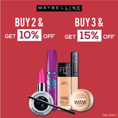 Maybelline- Avail Blockbuster Deal On Maybelline Favorites Available At 'upto 15% Off'